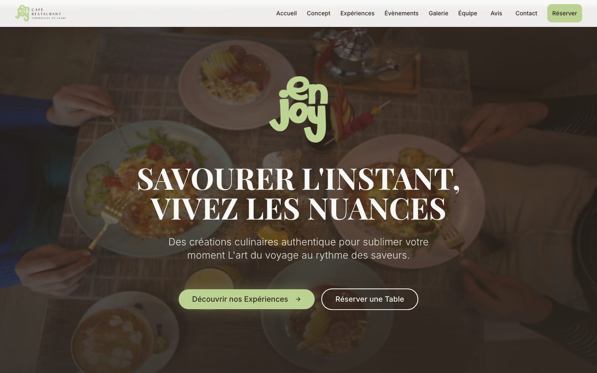 Enjoy café-restaurant website home page